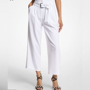 Michael Kors white crepe pants with belt